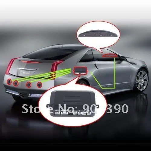 LED Display 4 Car Parking Sensor Reverse backup Radar System 12V White/Black/Silve Free Shipping