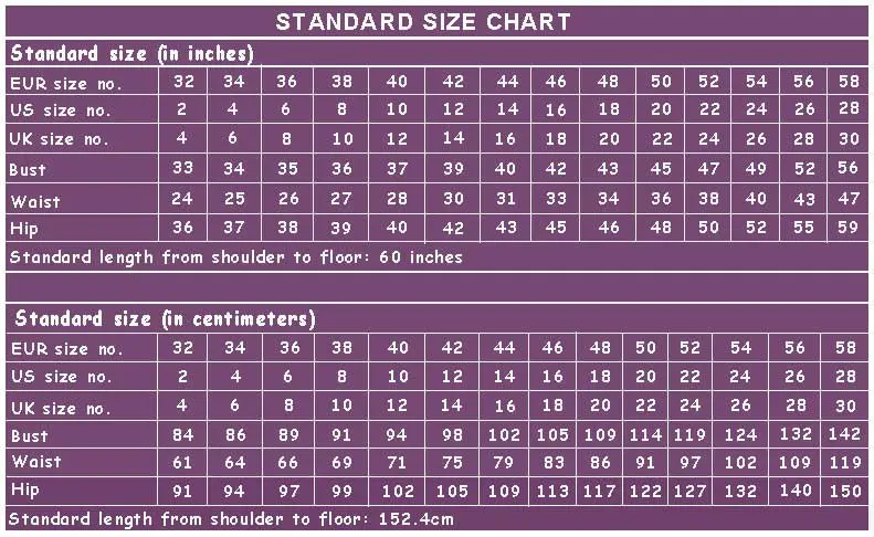 Height Weight And Dress Size Chart