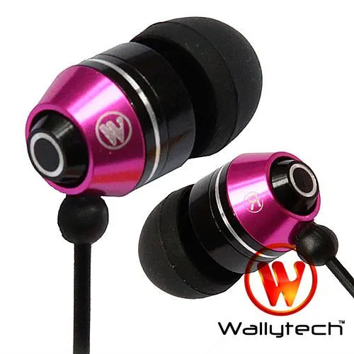 Wallytech WEA-106 Metal earphone Hot pink