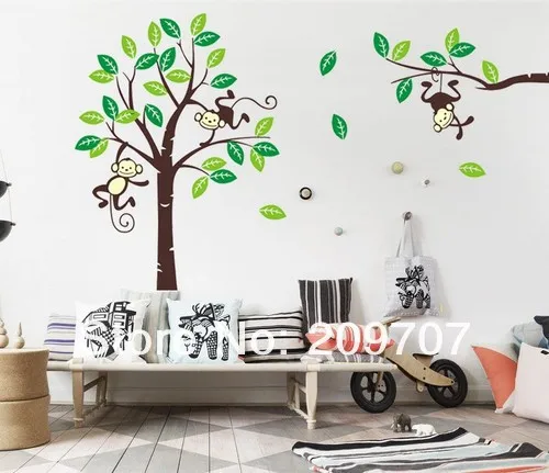 Monkey swing on the vine Wall Quote Wall Stickers Vinyl Decor Kids Nursery home
