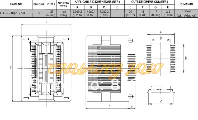 Adaptador eeprom 4 tamanhos sop8 + sop8,