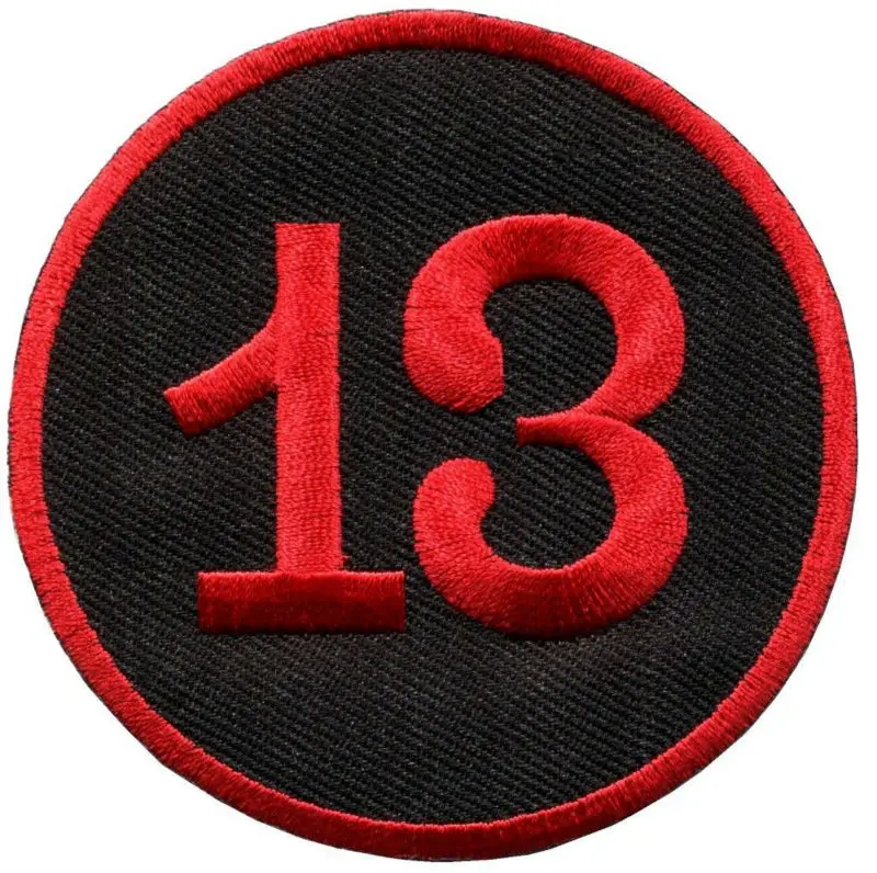 Lucky 13 thirteen biker retro emo punk rockabilly applique iron-on patch (3-3)