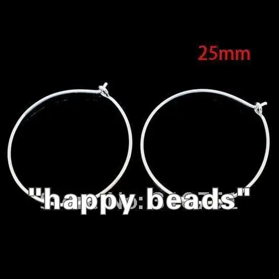 1000pcs Silver Plated Earring Hoops/Wine Glass Charm Rings 25mm/DIY(w00862x10)