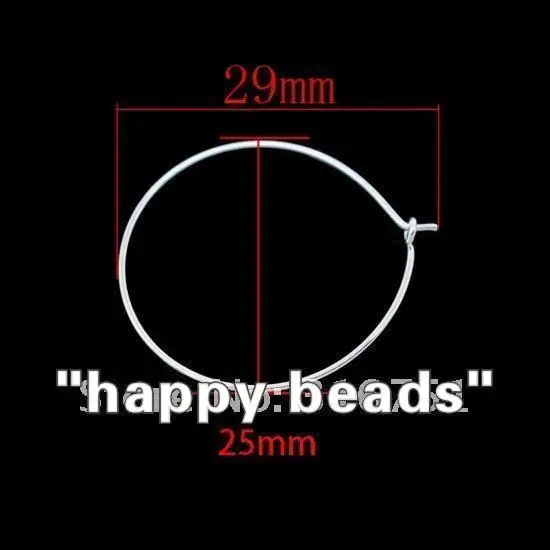 1000pcs Silver Plated Earring Hoops/Wine Glass Charm Rings 25mm/DIY(w00862x10)