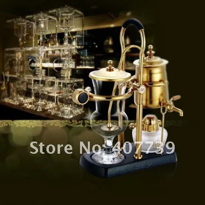 4C Belgium Royal Balancing hot coffee-syphone Golden Vacuum Syphon Coffee Maker-top coffee making machine Free Shipping