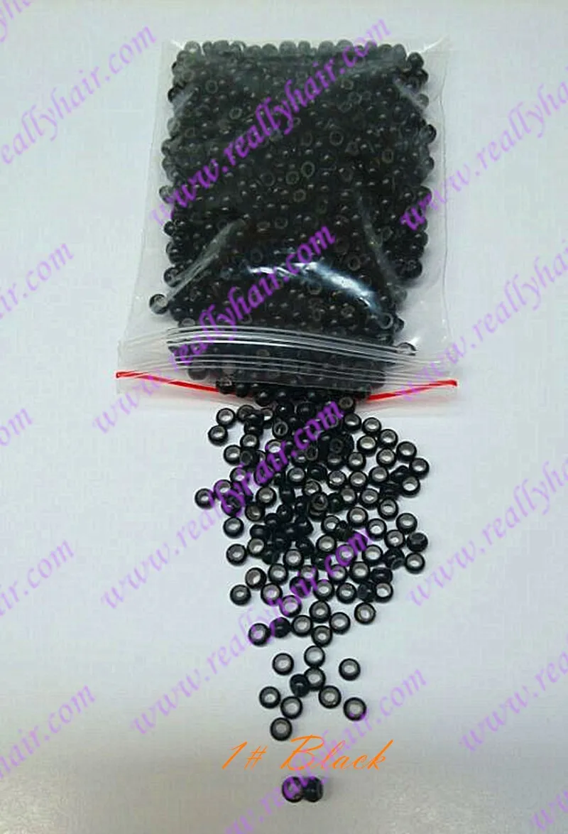 Pacote de Trigo Talão com Linha de Silicone para Nano Kit de Ferramentas Unidades Silicone Micro Nano Hair Extensions 7 Cores Opcional 1000 - 4 anéis e tubos