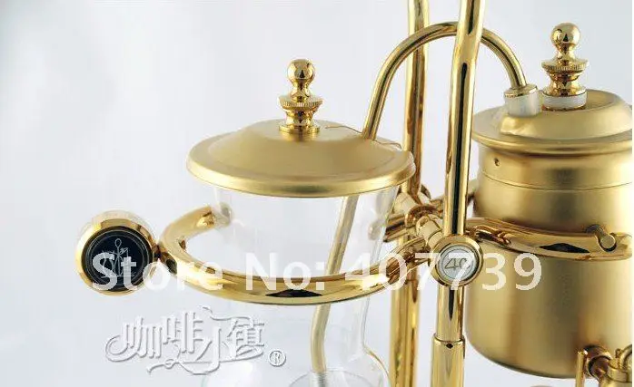 4C Belgium Royal Balancing hot coffee-syphone Golden Vacuum Syphon Coffee Maker-top coffee making machine Free Shipping