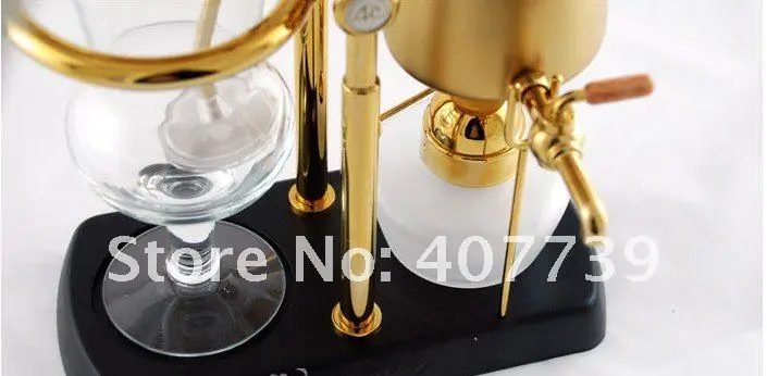 4C Belgium Royal Balancing hot coffee-syphone Golden Vacuum Syphon Coffee Maker-top coffee making machine Free Shipping