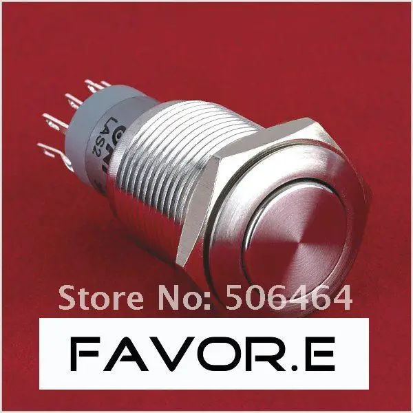 16mm IP67 3A/250VAC 1NO 1NC Momentary metal Push Button Switch Flat round 
