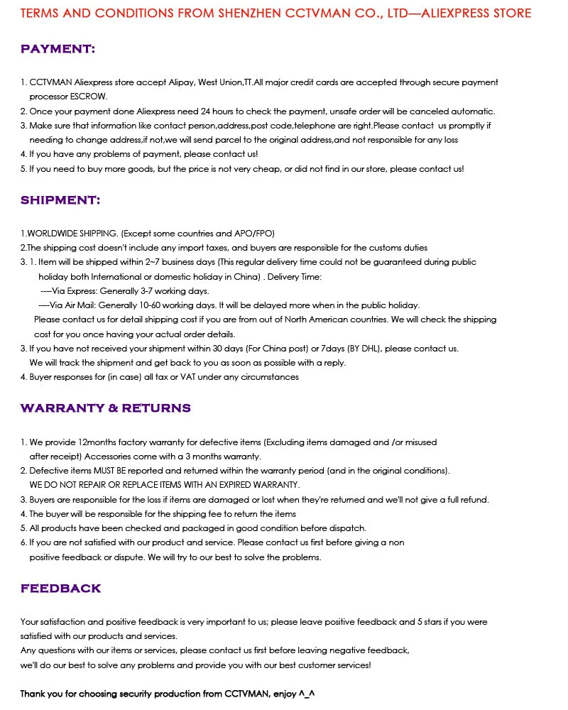 terms and conditions