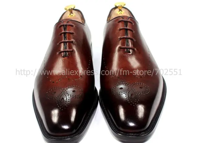 Free shipping custom handmade genuine calf leather men`s oxford shoe color brown No.OX183 mackay craft