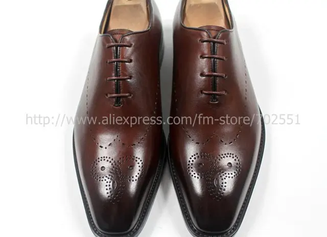 Free shipping custom handmade genuine calf leather men`s oxford shoe color brown No.OX183 mackay craft