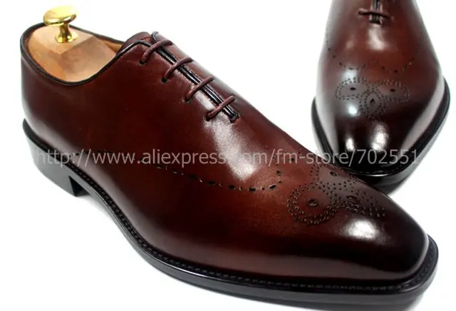 Free shipping custom handmade genuine calf leather men's oxford shoe color brown No.OX183 mackay craft