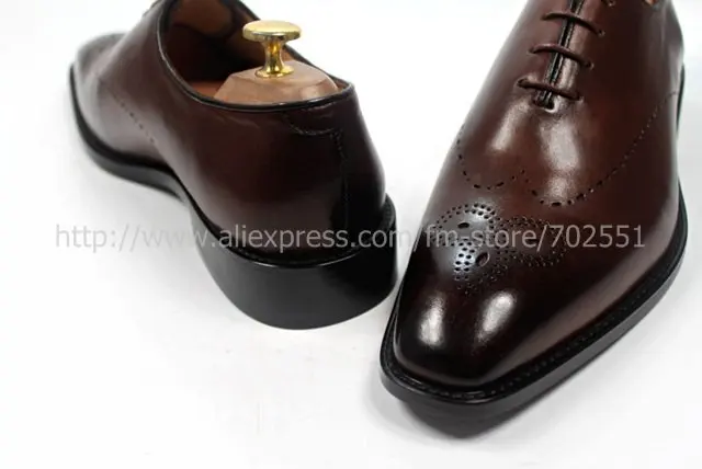 Free shipping custom handmade genuine calf leather men's oxford shoe color brown No.OX183 mackay craft