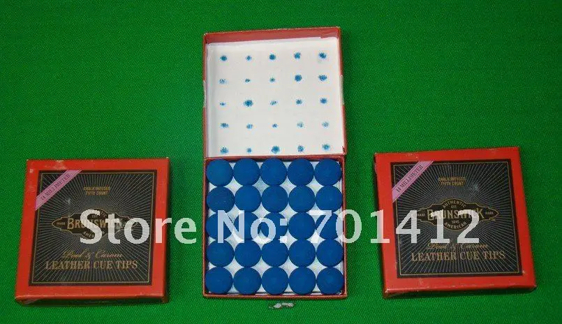 50pcs/lot14mm brunswick snooker cue tip blue color free shipping