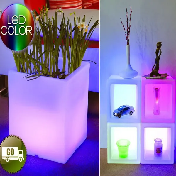 led open cube vase