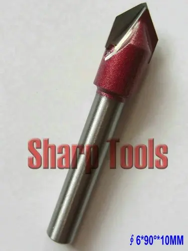 5 pcs 6MM 90 Angle 10MM Cutter Width V Shape Milling Cutters, CNC Router Bits,Wood Engraving Tools on 3D Carving Cutting Machine