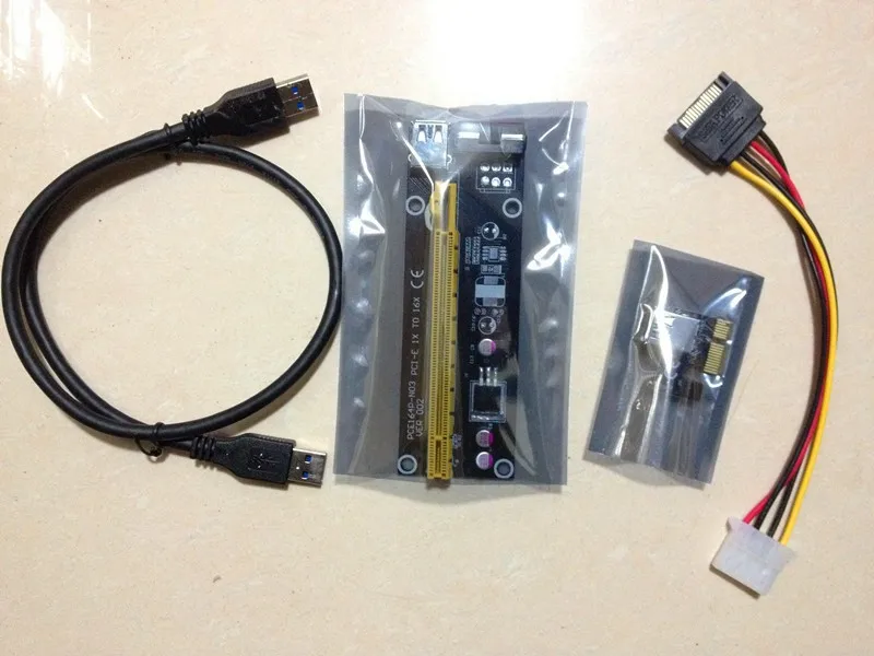 pcie 1x to 16x card with power cable 