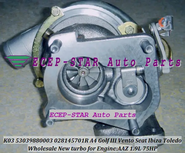 K03 53039700003 53039880003 028145701R Audi A4 VW Golf III Vento Seat Ibiza Toledo AAZ 1.9L 75HP turbocharger