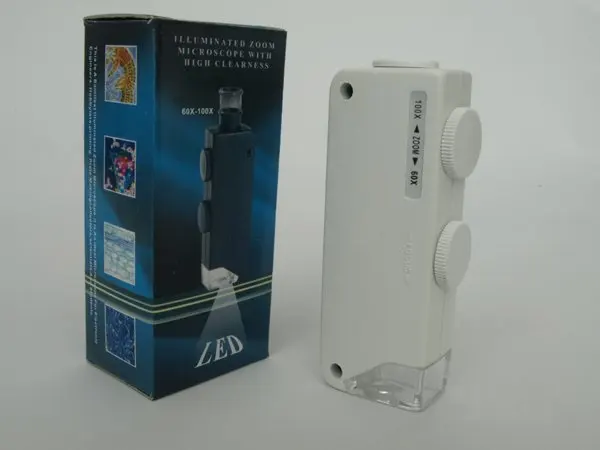 60X-100X Mini Size Pocket Microscope with LED Light MG10081-1