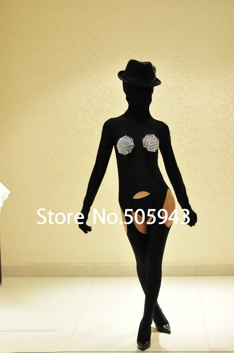 Free Shipping DHL Full Body Sexy Adult Black Jumpsuit  Lycra Spandex Zentai Suit Leotard For Events Party YKK S-XXXL (1)