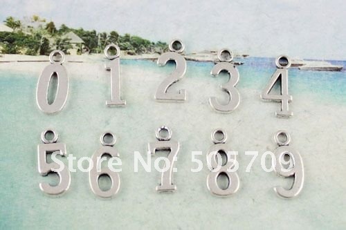 160 Pcs Tibetan silver assorted number charms A17033
