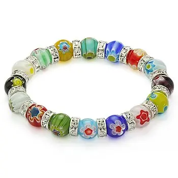 Venetian Millefiori Bead Lampwork Murano Gl Beaded Stretch Venetian Millefiori Bead Lampwork Murano Gl Beaded Stretch Crystal Bracelet 10mm Mixed Colors Delivery In Id Bracelets From Jewelry Accessories On