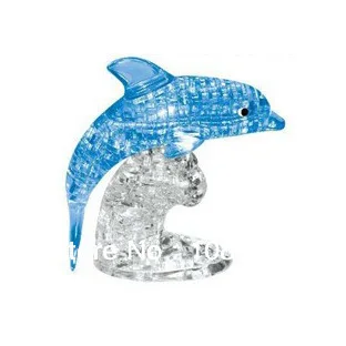 3d Do it yourself Crystal Puzzle Kinder Kids Educational Learning Toy-Blue Dolphin 