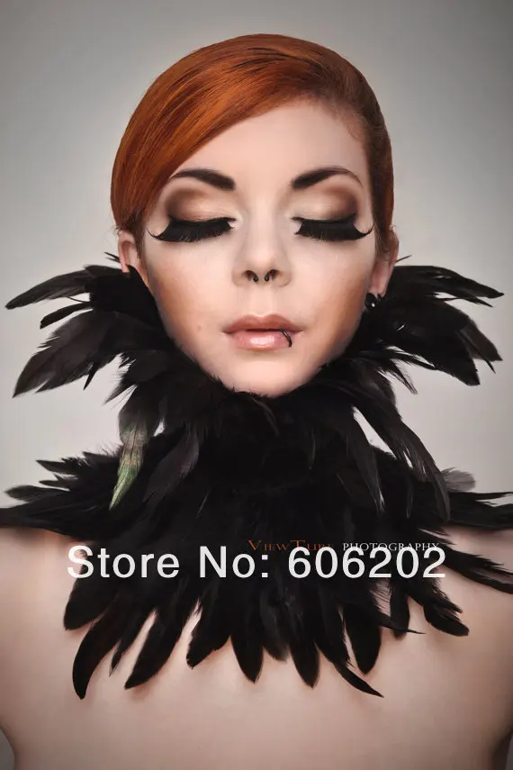 FC635 Gothic feather collar choker USD 65 black burlesque swan.jpg