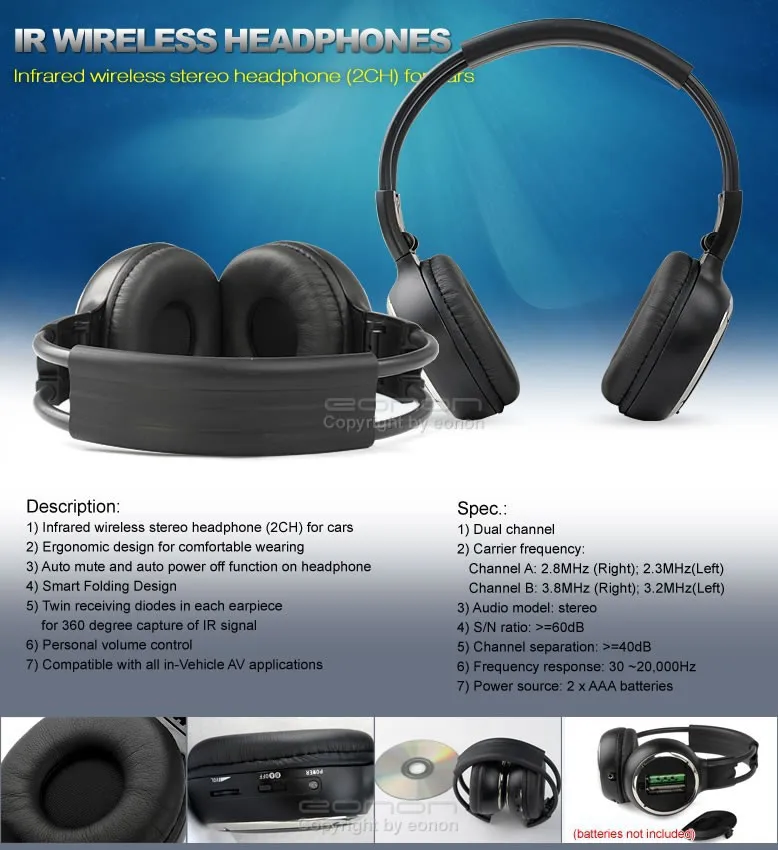 Sale C1037Z 2X9 Inch BLACK car HEADREST DVD PLAYER WITH ZIPPER COVER SUPPORT 32 BITS GAME FUNCTION  with 2xIR headphone 3