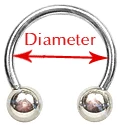 Circular/Horseshoe Barbell - Body Jewelry Size Chart