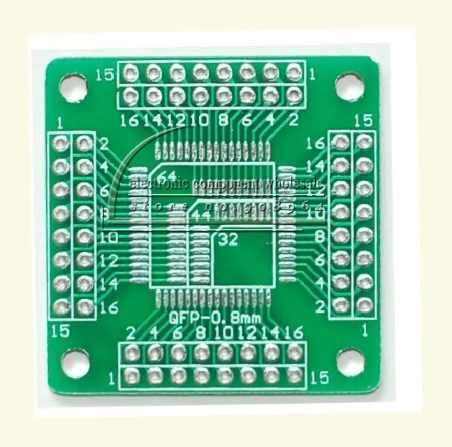 wholesale 10pcs QFP32/44/64 0.8mm to QFP16-64 0.5mm Double-sided SMD adapter plate convertor board
