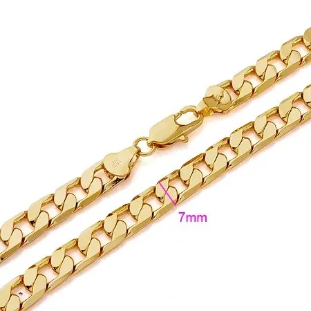 wholesale Free shipping gift splendid 14k yellow gold GF necklace solid chain 23.6inch