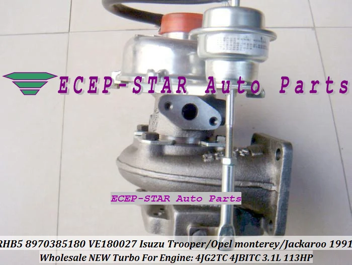RHB5 8970385180 VI95 VE180027 TURBO For ISUZU Trooper Campo OPEL Monterey Jackaroo 1991- 3.1L 4JG2TC 4JBITC 113HP turbocharger -