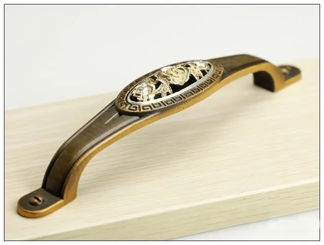 Decorative Antique Kitchen Cabinet Drawer Rose Of England Retro Handle (C.C.:128mm,Length:165mm)