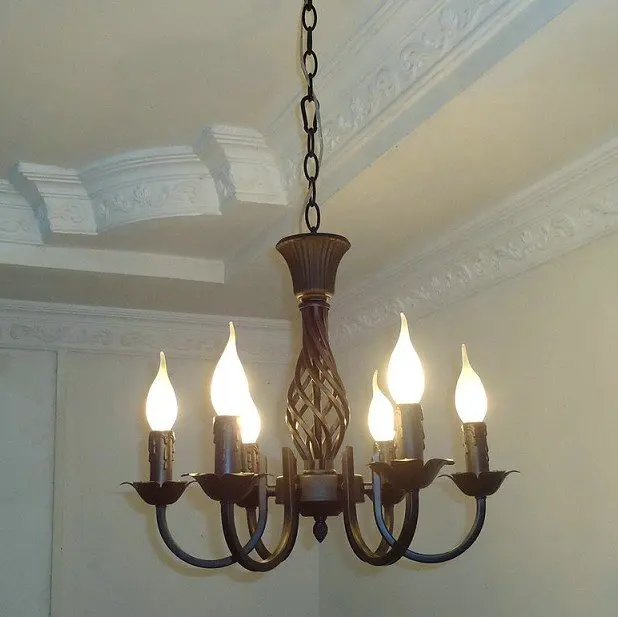 Free shipping!6 Pieces E14 black European wrought iron chandeliers/classical candle chandelier/bedroom chandelier