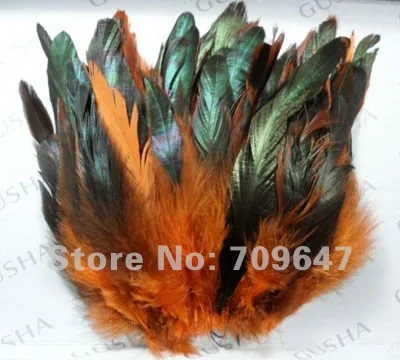 Free Shipping! 100pcs/lot  6-8"  Natural  Orange Colour Dyed Rooster feathers,cock feather