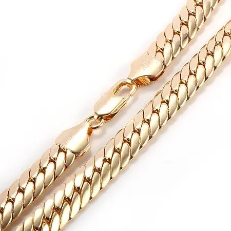 Heavy 84G splendid men's 18k yellow solid gold GF snakeskin necklace chain 23.6