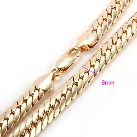 Heavy 84G splendid men's 18k yellow solid gold GF snakeskin necklace chain 23.6