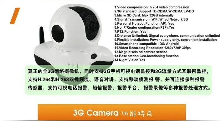 Home security 3g ip camera module perfect viewing on farms