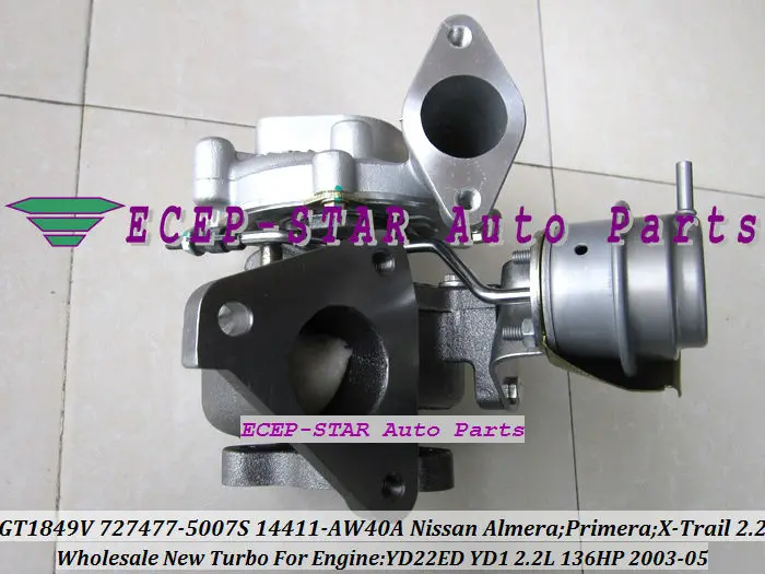 GT1849V 727477-5007S 727477 14411-AW40A Nissan Almera;Primera;X-Trail T30 2003-05 YD22ED YD1 2.2L 136HP Turbocharger (1)