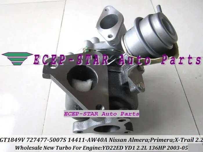 GT1849V 727477-5007S 727477 14411-AW40A Nissan Almera;Primera;X-Trail T30 2003-05 YD22ED YD1 2.2L 136HP Turbocharger (2)