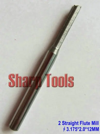 10pcs 3.175*2.0*12MM 2 Straight Flute Milling Cutter, CNC Engraving Tools, Wood Router Bits, Carving Foam, EVA, Plywood, MDF,PVC