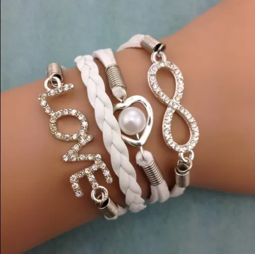 infinity bracelet, heart shaped pearls bracelet,wedding bracelet love bracelet,leather bracelt,diamond bracelet for christmas 3022