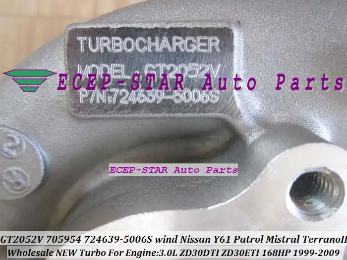 GT2052V 705954-0015 724639-5006S Wind Cooled For NISSAN Y61 Patrol Mistral Terrano II 1999 3.0L ZD30DDTI ZD30ETI 168HP turbocharger (2)