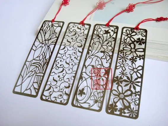 Stainless steel various flowers bookmark-1
