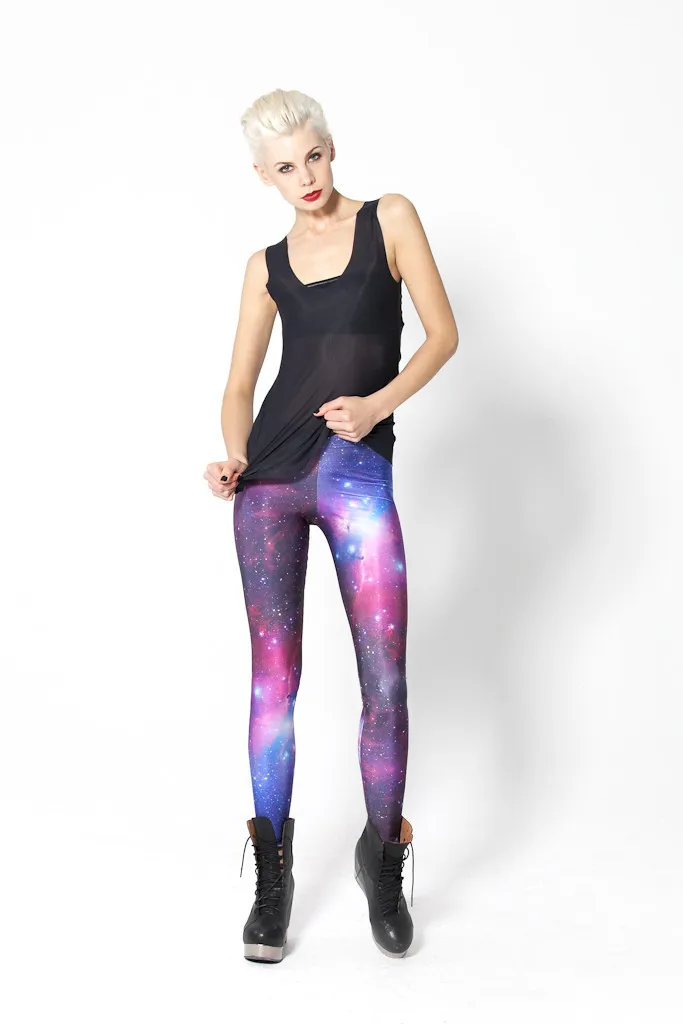 fleece lined leggings Fashion   Women Galaxy Leggings,Space Print Pants BLACK Black Milk Leggings FREE SHIPPING GL-01 nvgtn leggings