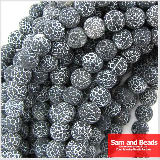 8mm frost black agate round beads strand .jpg