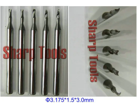 NEW 3.175x1.5x3mm 1 Flute Spiral End Mills CNC Router Bit, Solid Tungsten Carbide Milling Cutter for Aluminum Metal Cutting Tool