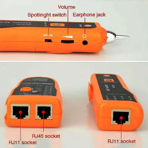 Professional Orange LED Cable Wire Telephone Network Toner Tracker Help You to Find Cable and Test Breaks Points